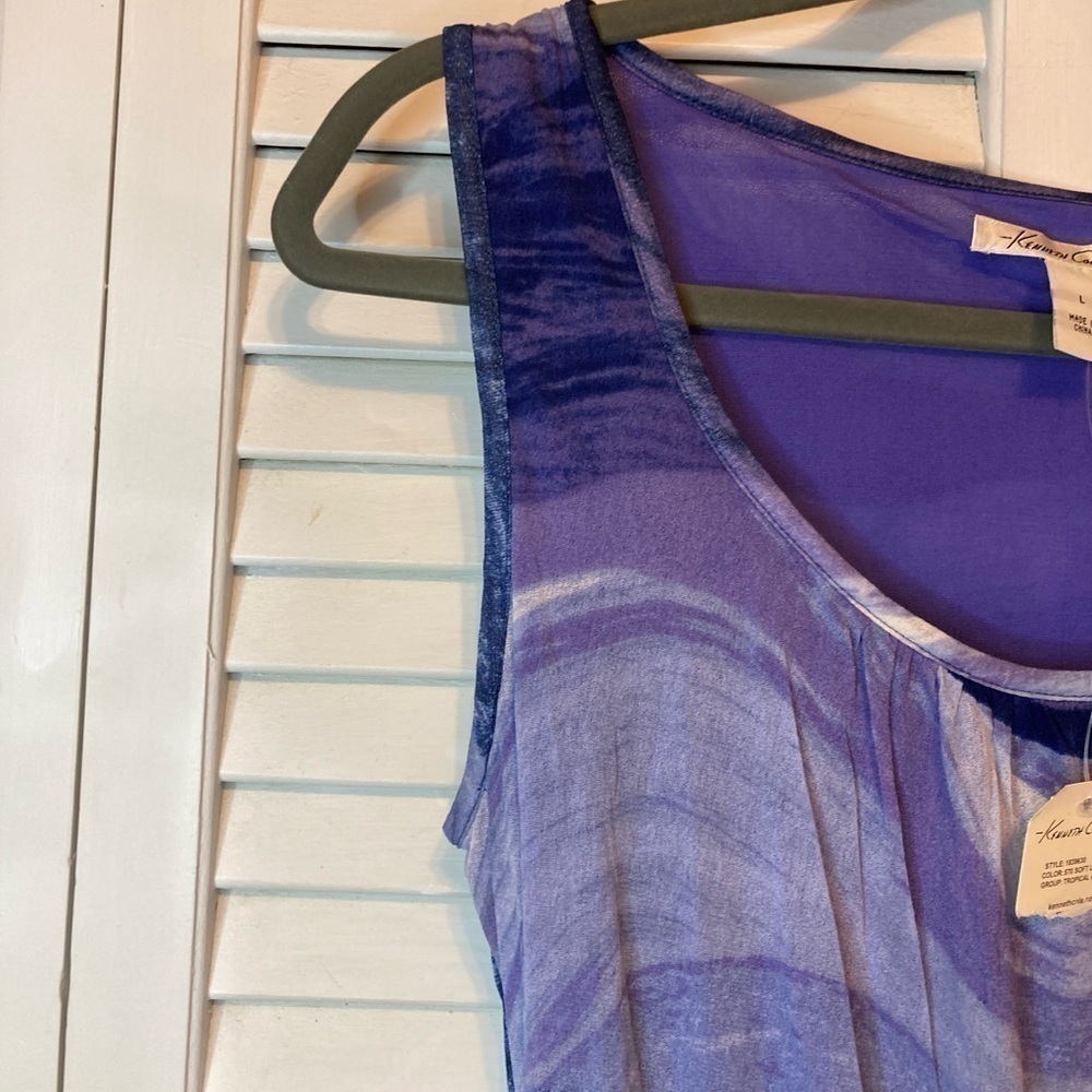 NWT Kenneth Cole Purple Sleeveless Ruched Blouse Size Large - Picture 7 of 9